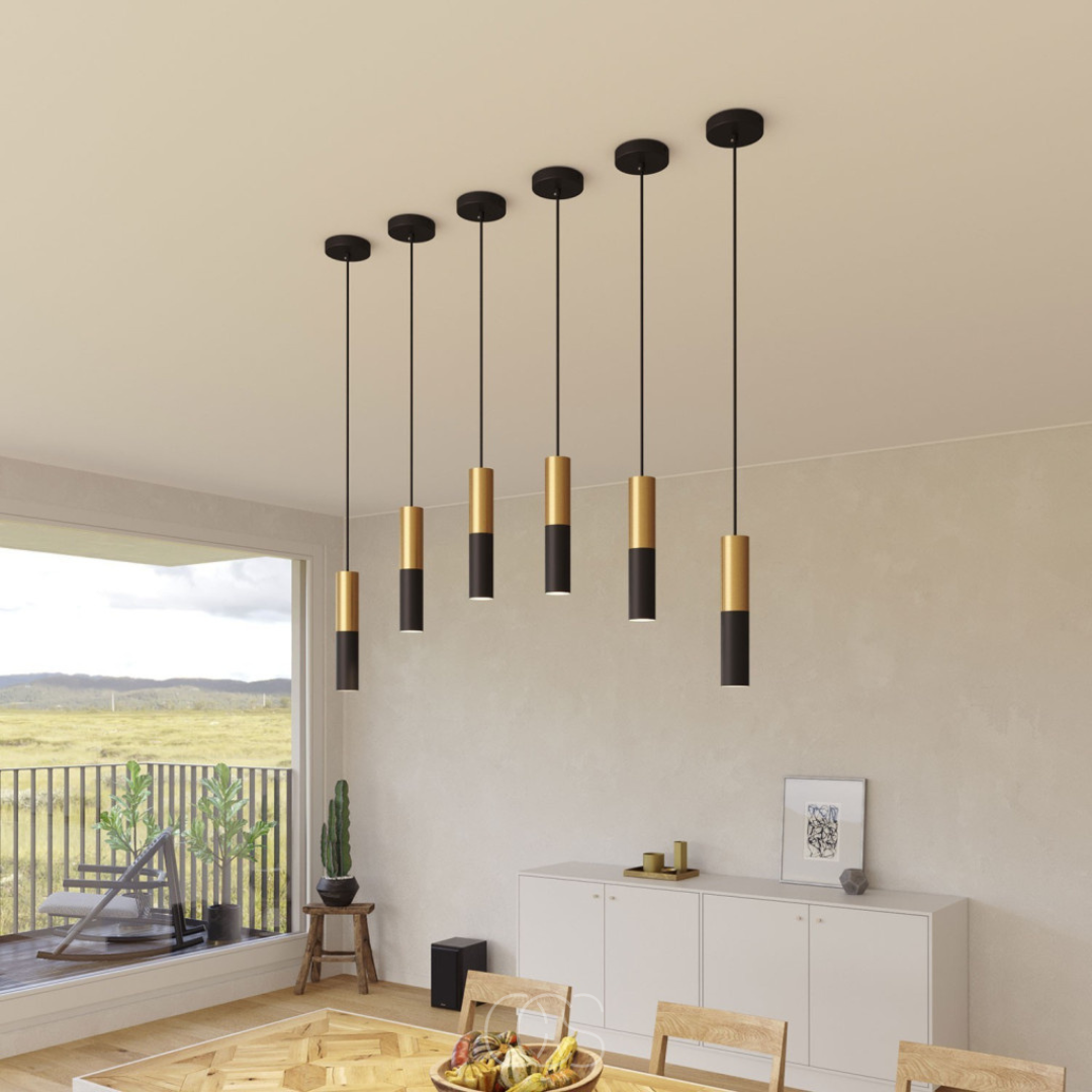 OCS - Cables Hanglamp – Zwart&Goud Metalen Design