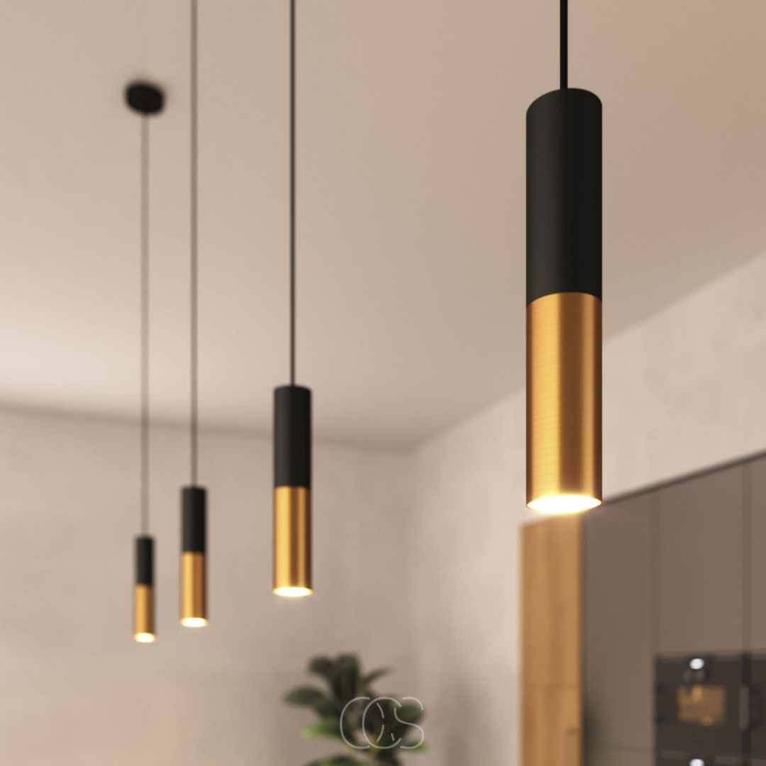 OCS - Cables Hanglamp – Zwart&Goud Metalen Design