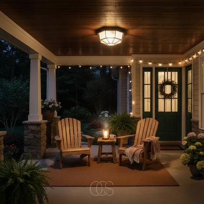 OCS - Buiten Plafondlamp Brons – Aluminium & Glas