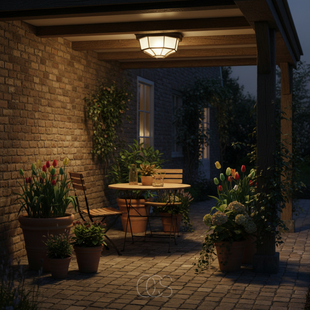 OCS - Buiten Plafondlamp Brons – Aluminium & Glas