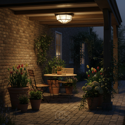 OCS - Buiten Plafondlamp Brons – Aluminium & Glas