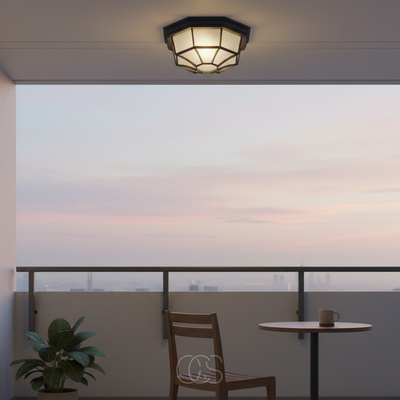 OCS - Buiten Plafondlamp Brons – Aluminium & Glas