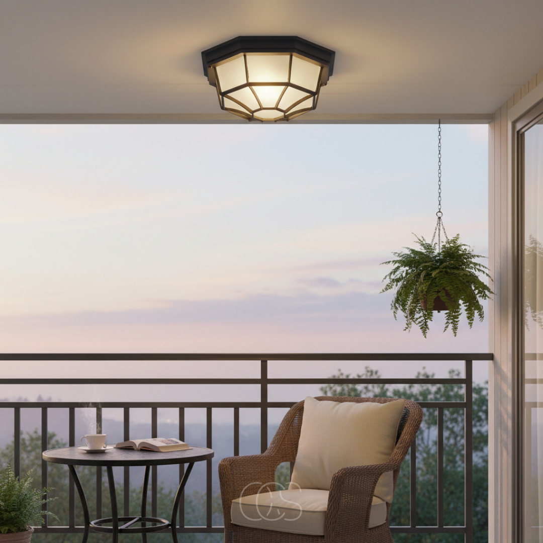 OCS - Buiten Plafondlamp Brons – Aluminium & Glas