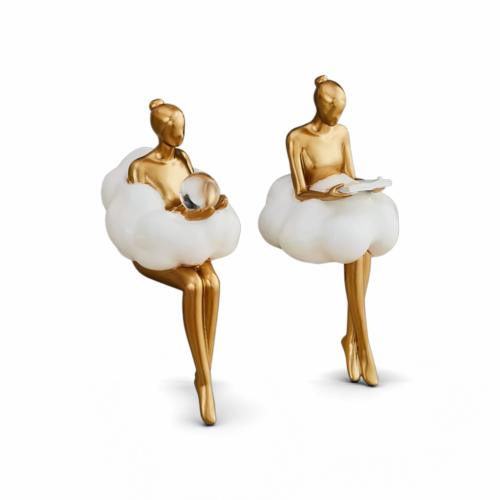 OCS - Leesvrouw op Wolk Sculptuur - Hars Kunstobject