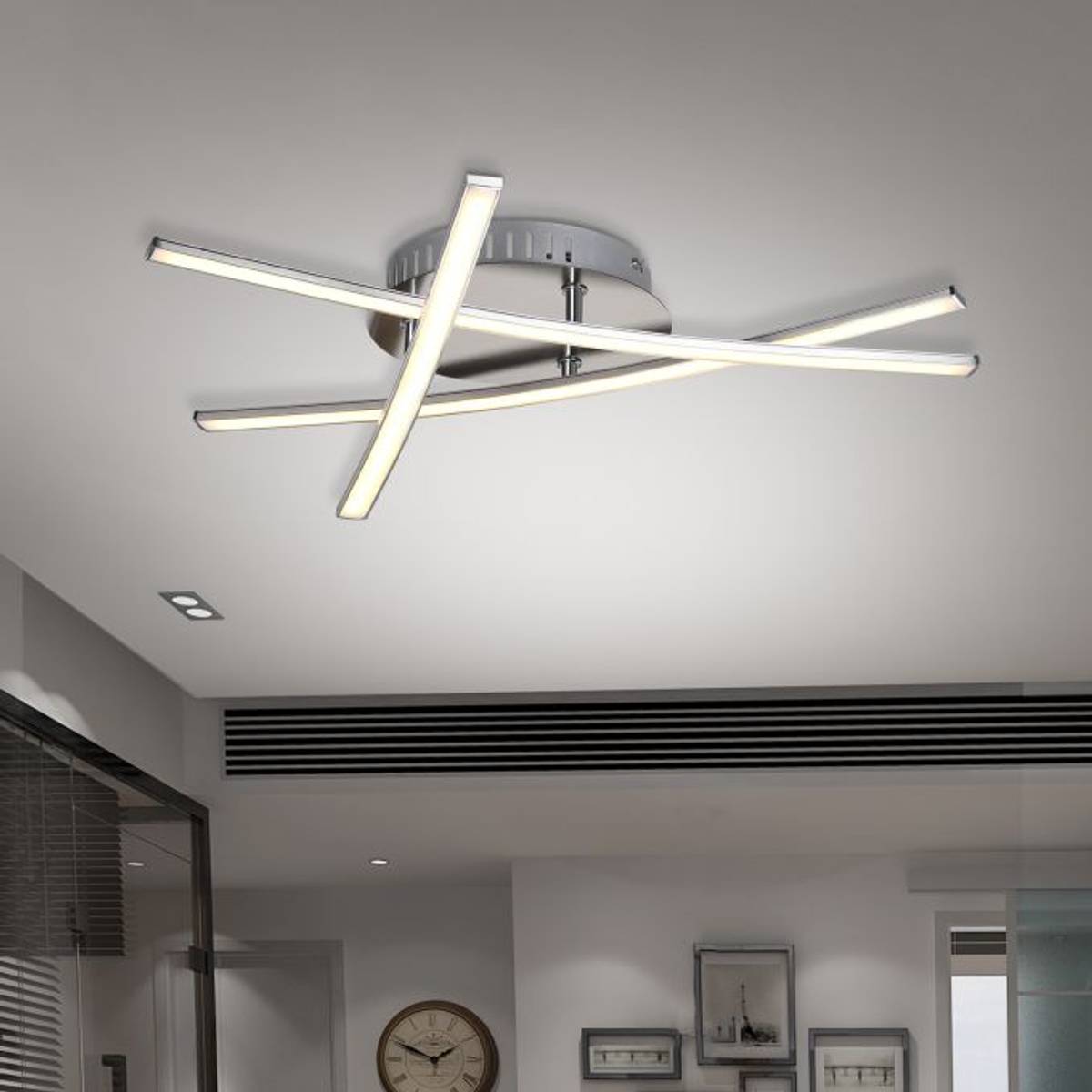 OCS - LED Plafondlamp Driehoekig - Satijnnikkel designlamp